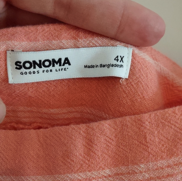 Sonoma Women's Plus Cotton Striped Boxy Flutter Shoulder Top NWT - Picture 4 of 13